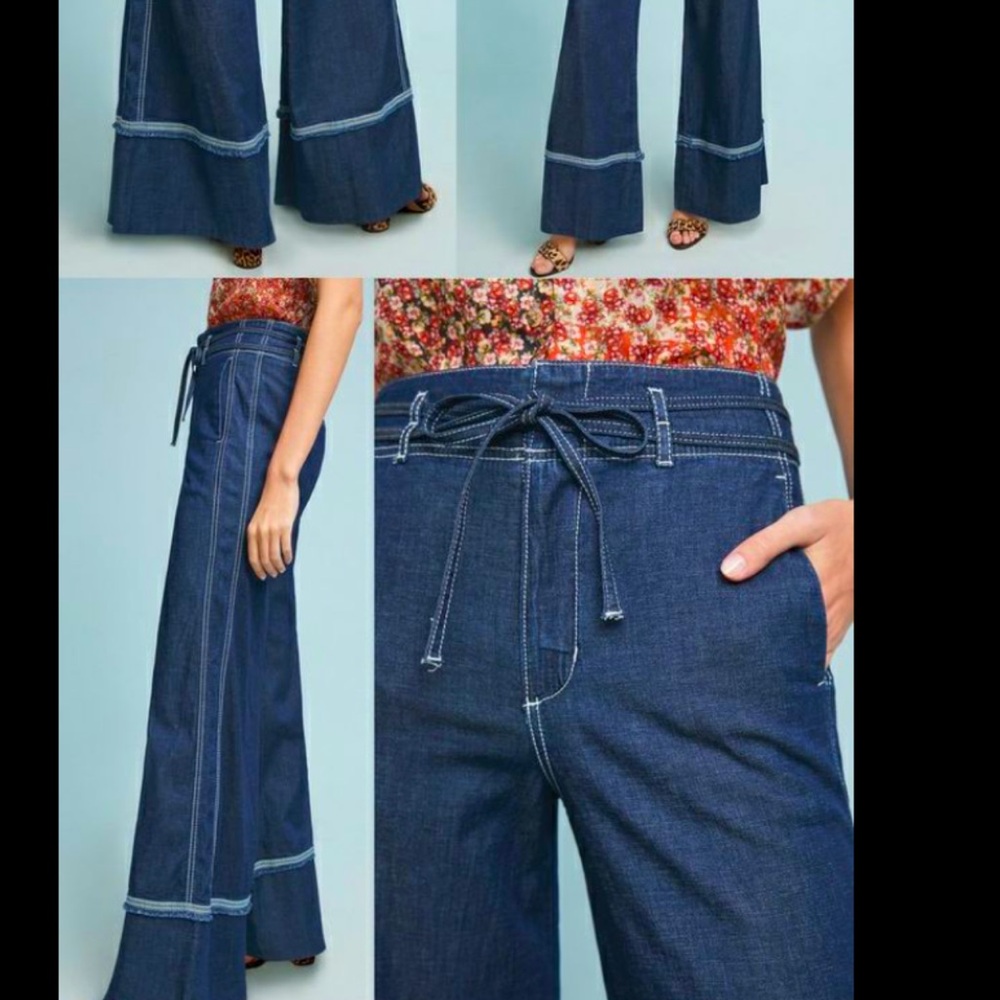 Anthropology Pilcro Ultra high-rise wide leg jean, worn once. Medium color blue.